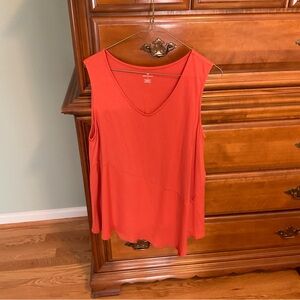 Worthington Orange Asymmetrical Sleeveless Tank Style Top